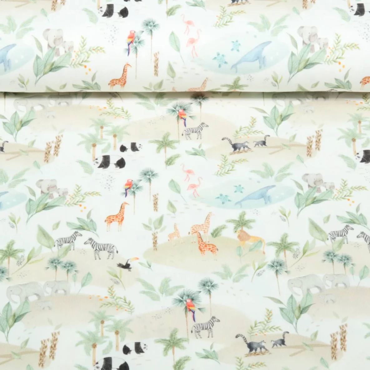 Jersey Little Jax Digitaldruck Wilde Tiere Ecru