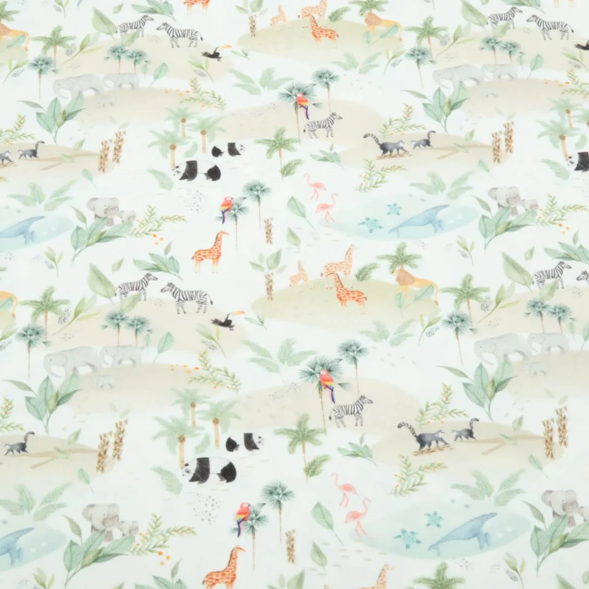 Jersey Little Jax Digitaldruck Wilde Tiere Ecru