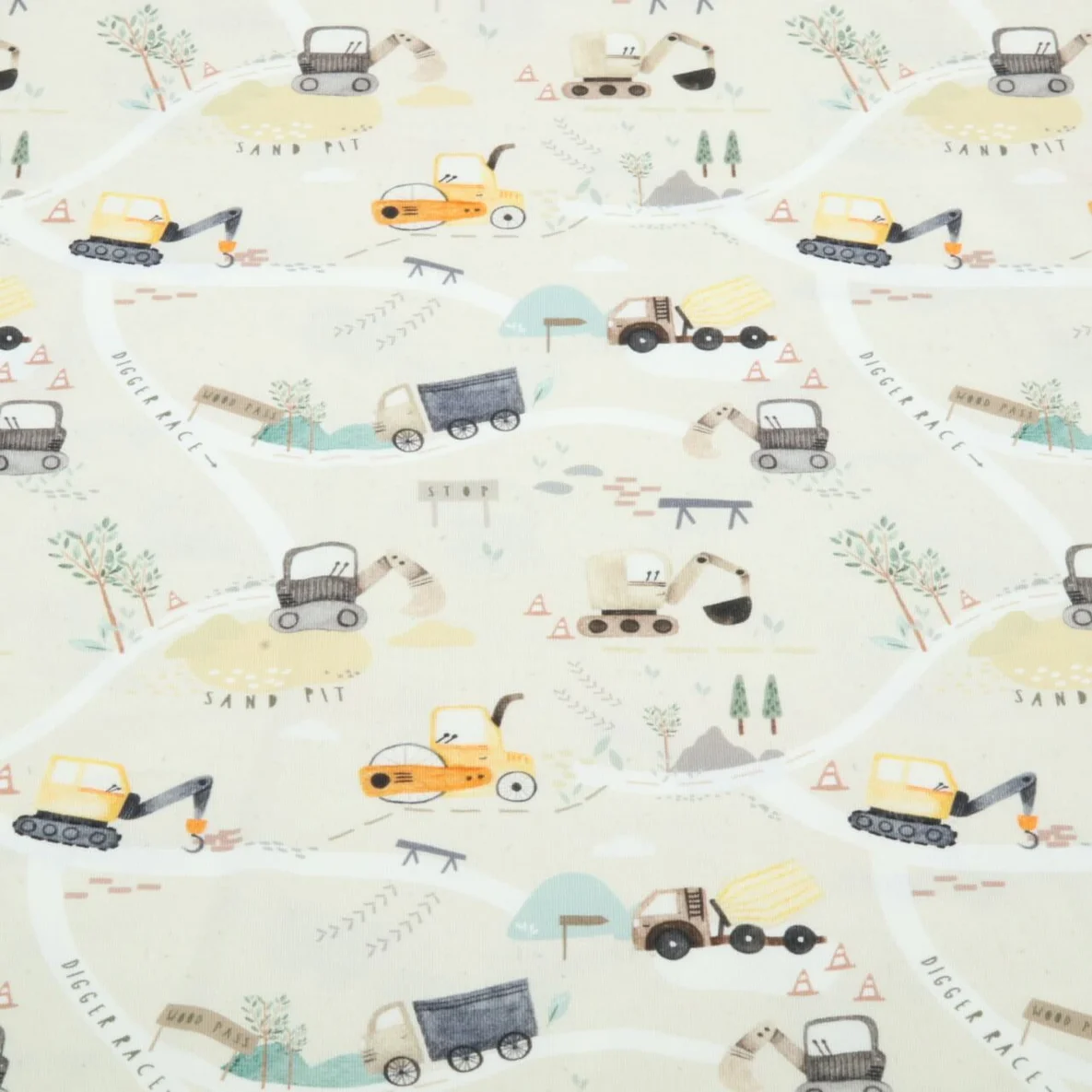 Jersey Little Jax Digitaldruck Zur Baustelle Beige