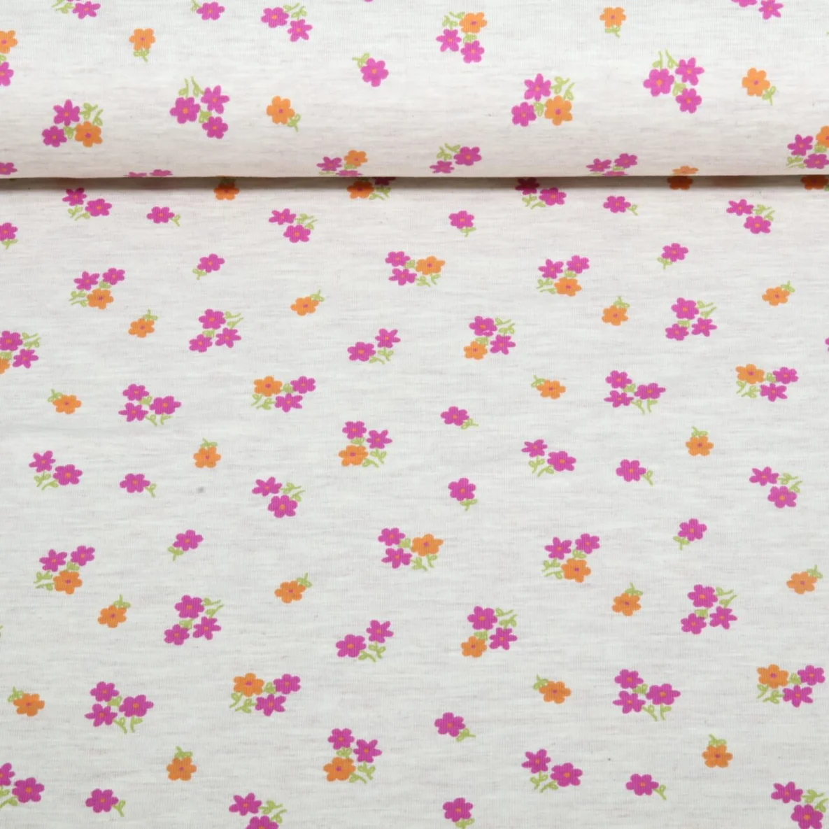 Jersey Mille Fleur Blumen Beige Melange