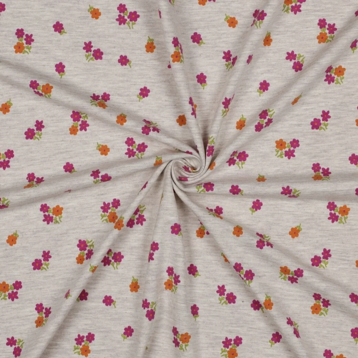 Jersey Mille Fleur Blumen Beige Melange