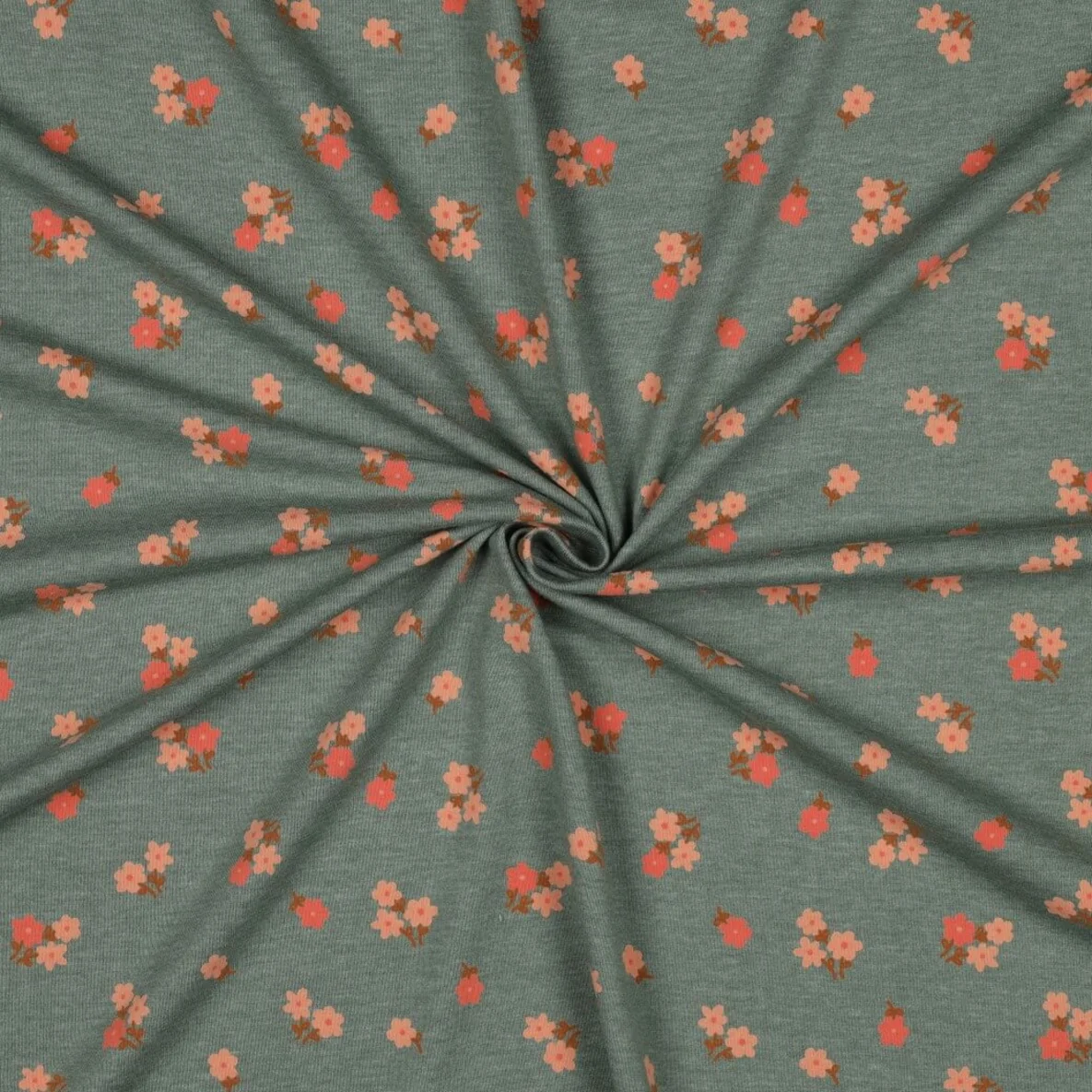 Jersey Mille Fleur Blumen Mint Melange
