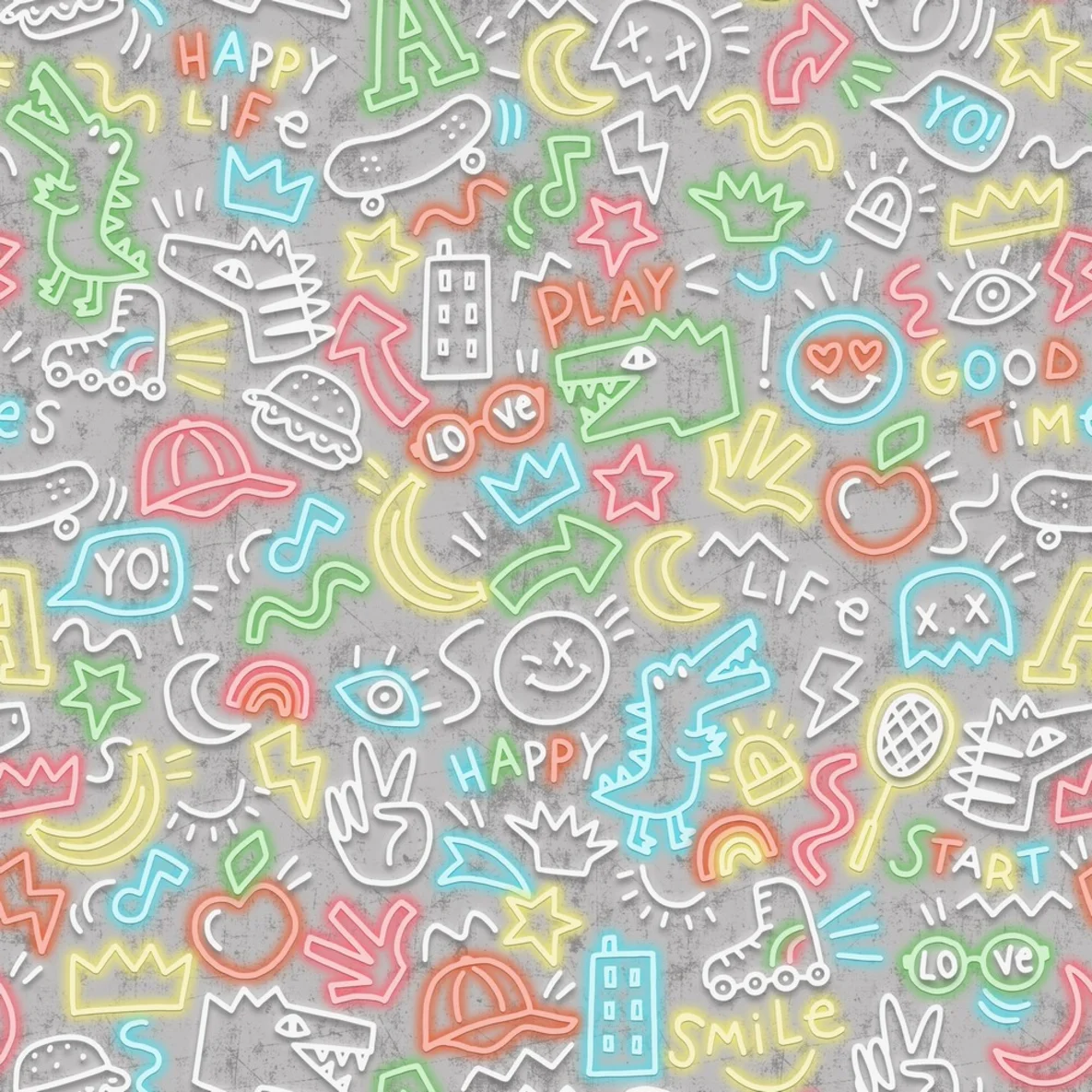 Jersey Neon Kritzeleien Grau