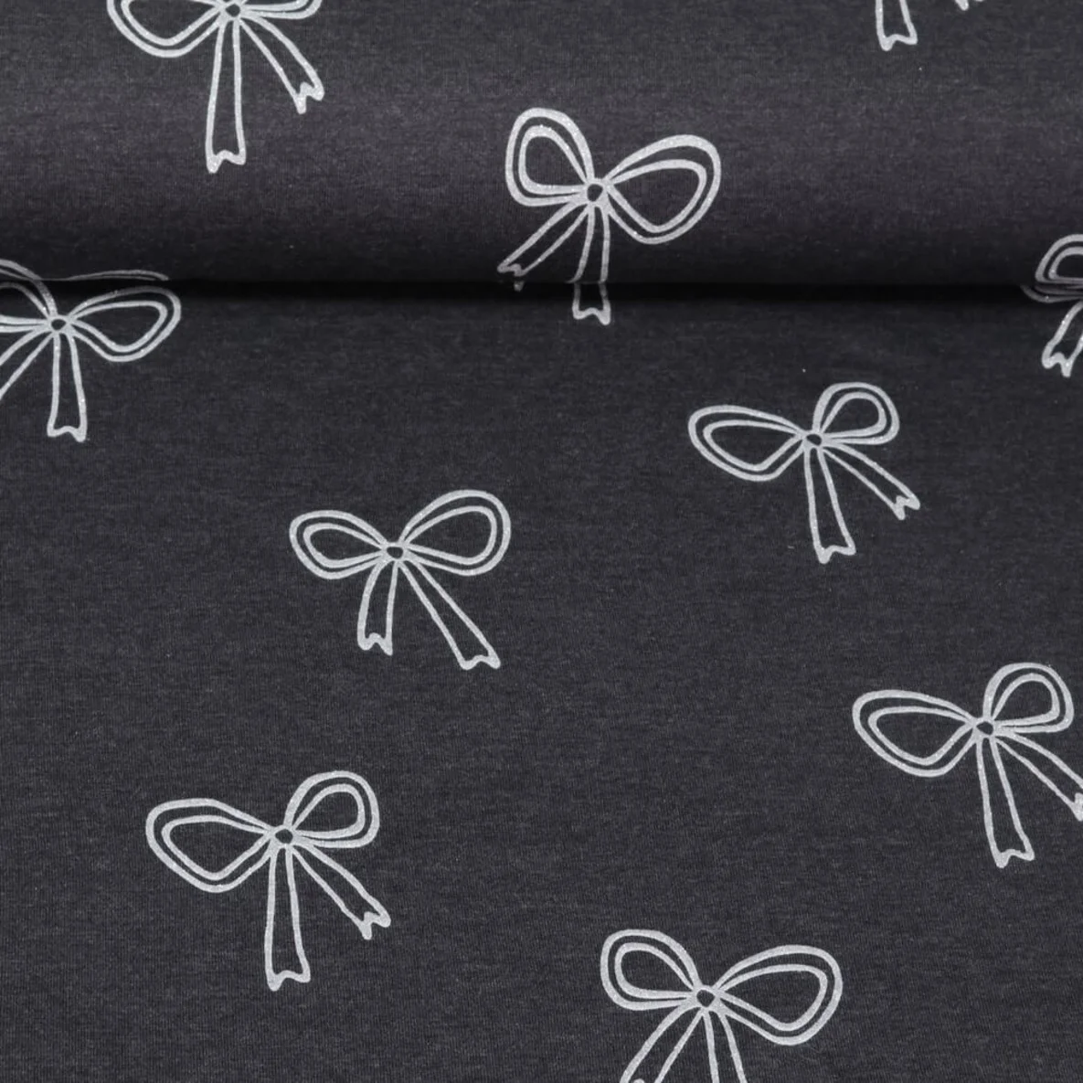 Jersey Schleifen Glitzer Anthrazit Melange