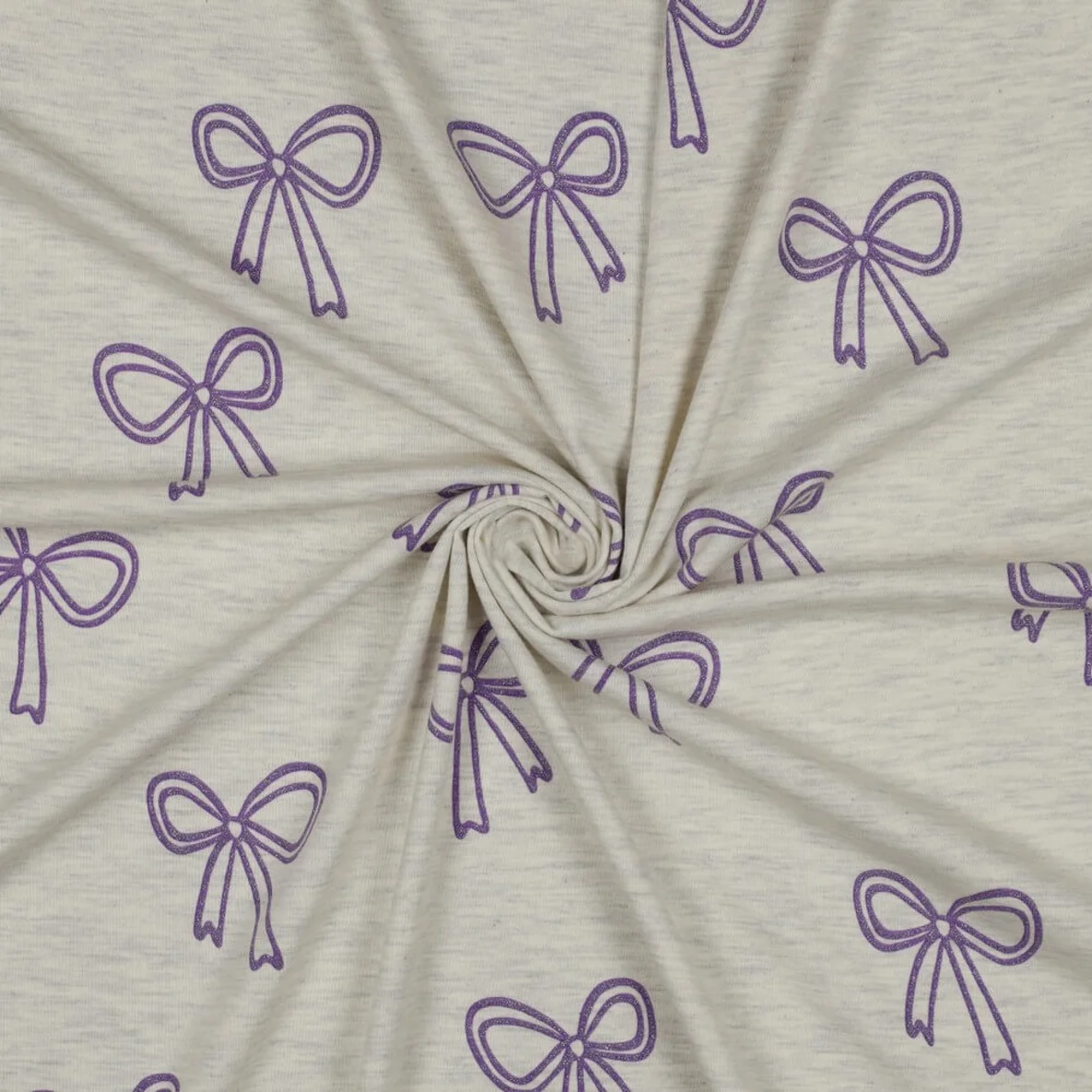 Jersey Schleifen Glitzer Ecru Melange