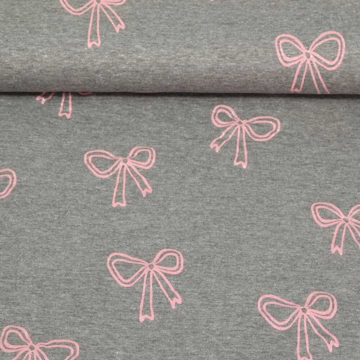 Jersey Schleifen Glitzer Grau Melange