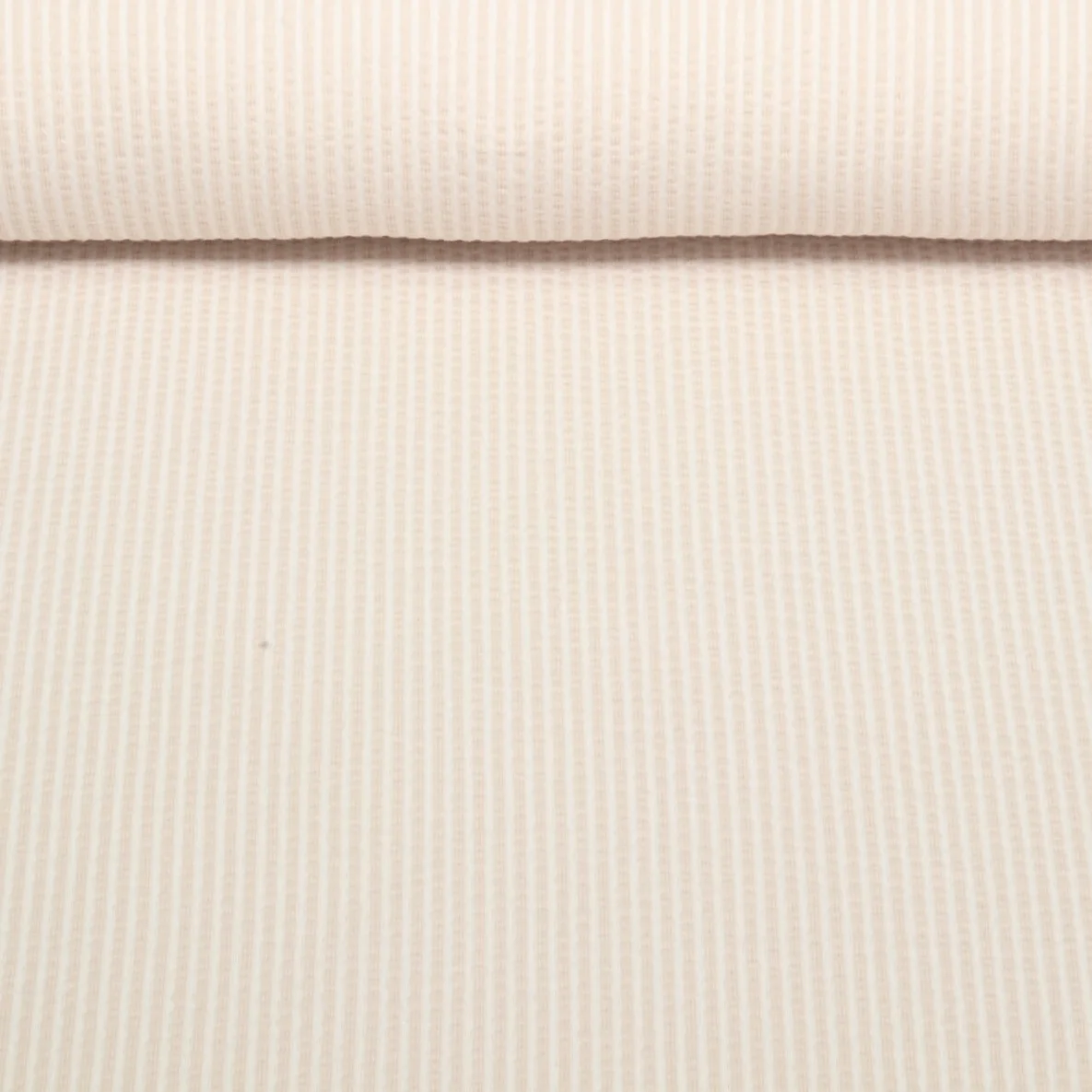 Jersey Seersucker Streifen Beige Weiß