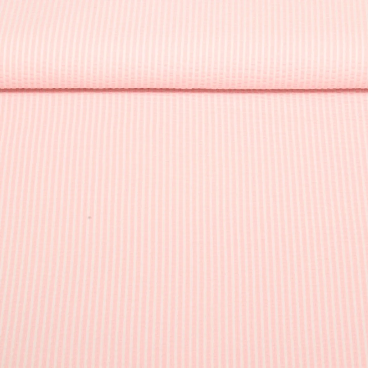 Jersey Seersucker Streifen Rosa Weiß