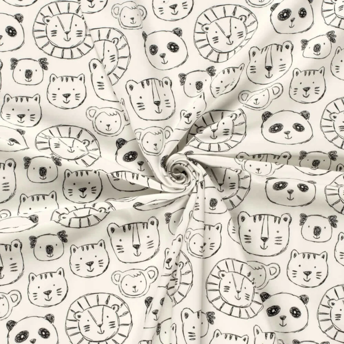 Jersey Tiergesichter Ecru