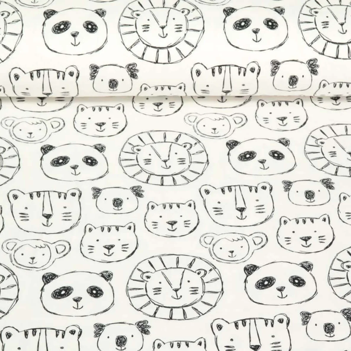 Jersey Tiergesichter Ecru