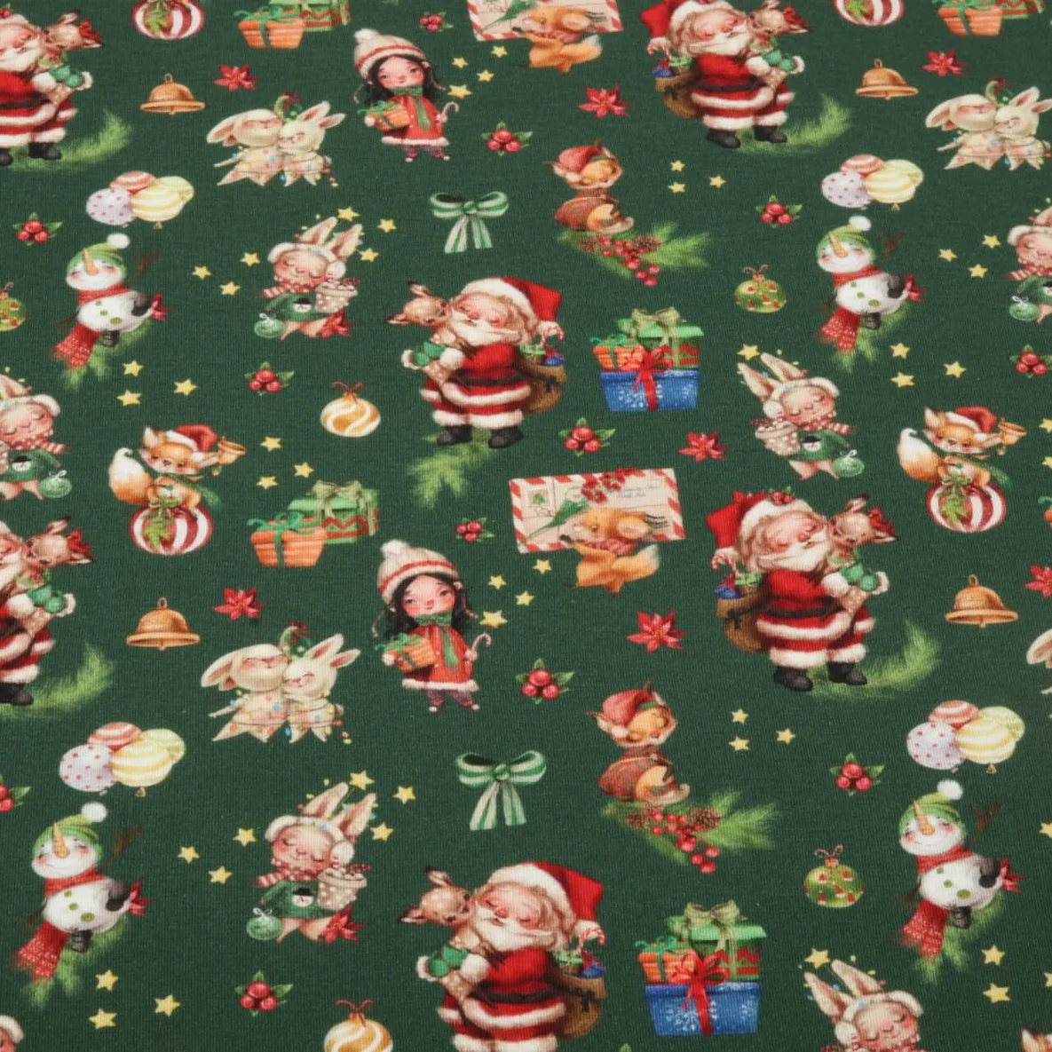 Jersey Weihnachtsmann Und Tiere Grün