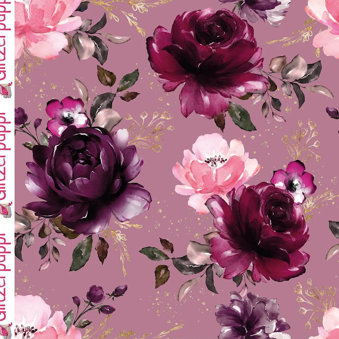 Jogging Glitzerpüppi Digitaldruck Rosen Mauve