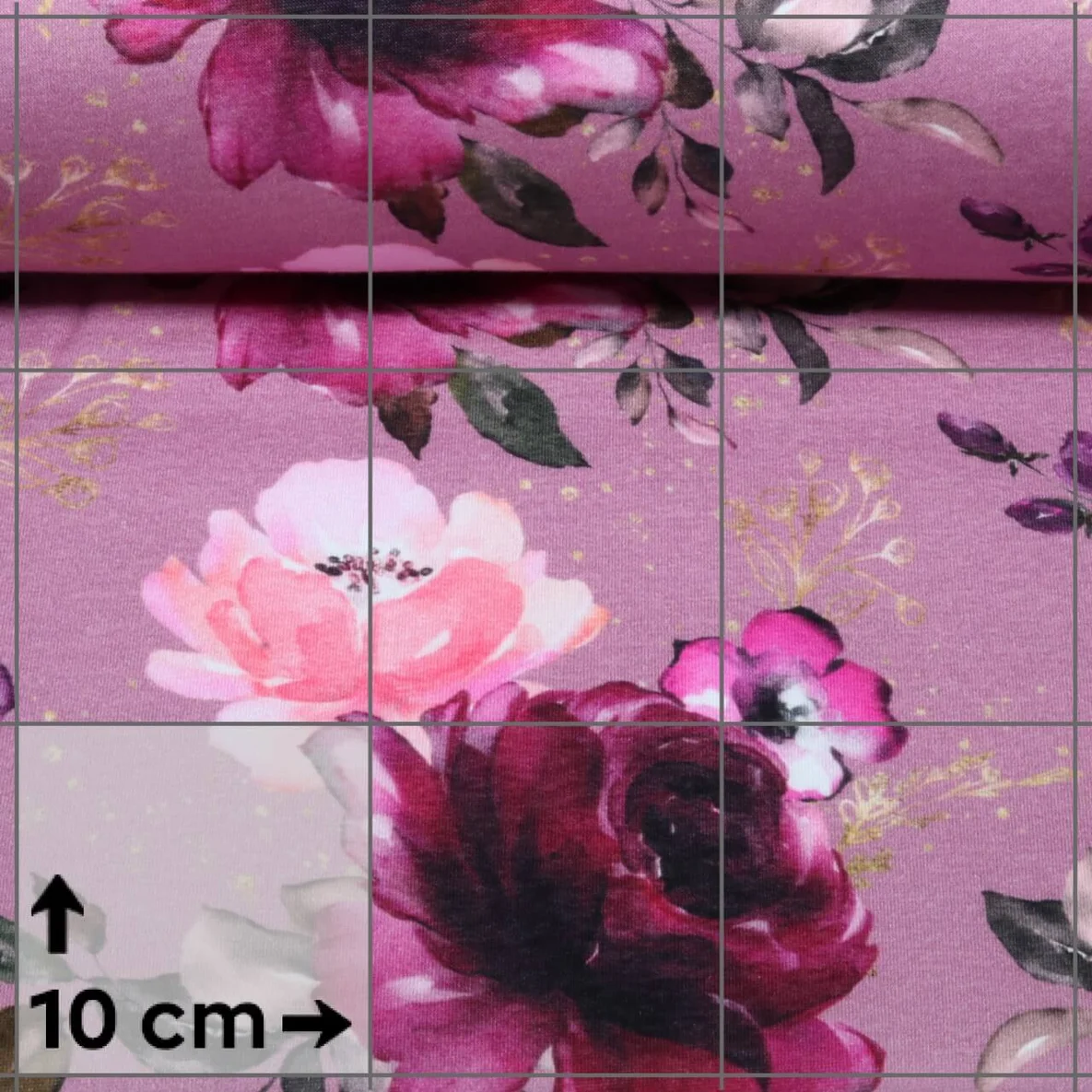 Jogging Glitzerpüppi Digitaldruck Rosen Mauve