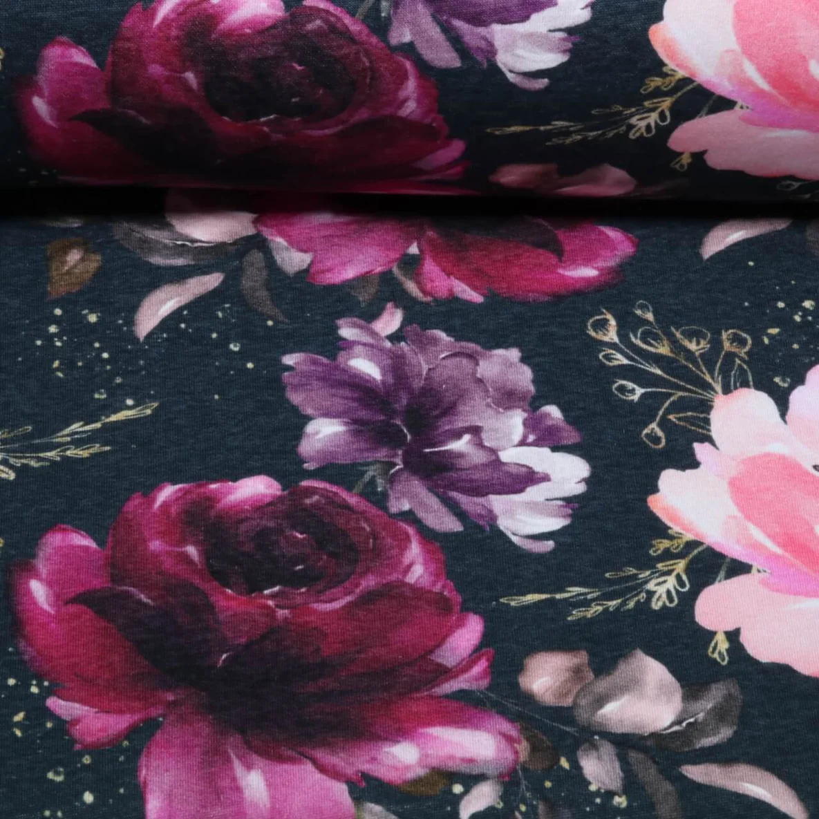 Jogging Glitzerpüppi Digitaldruck Rosen Navy