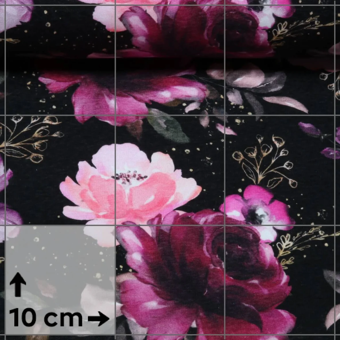 Jogging Glitzerpüppi Digitaldruck Rosen Schwarz