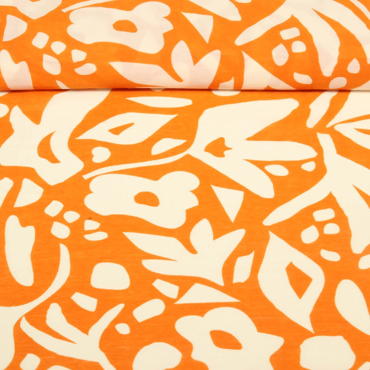 Kleider und Blusenstoff Blumen Orange