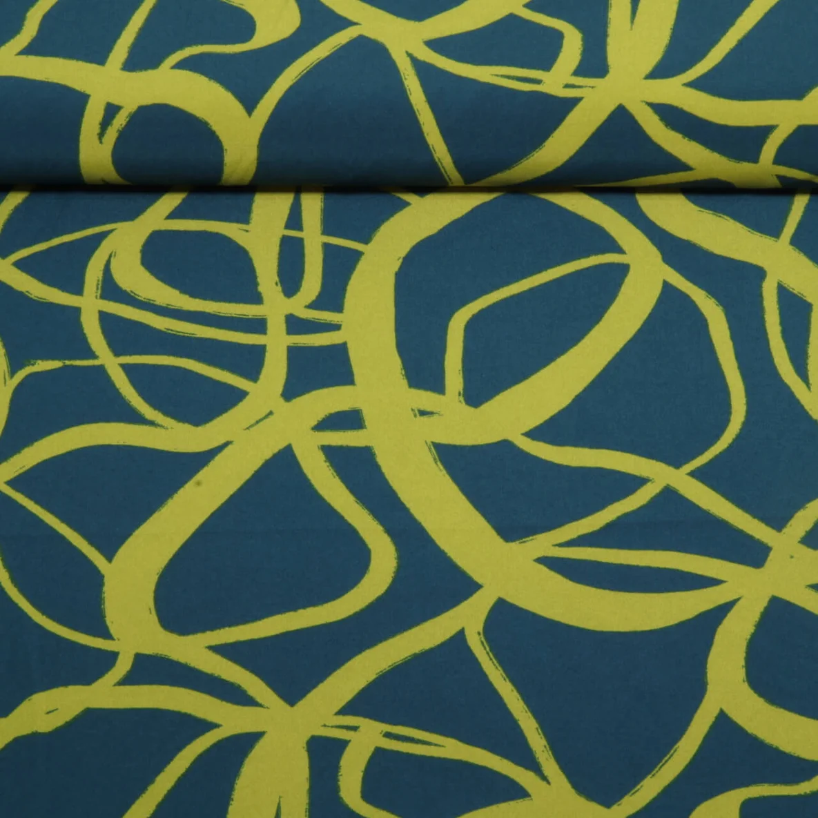 Kleider und Blusenstoff - Stretch Abstrakt Petrol Grün