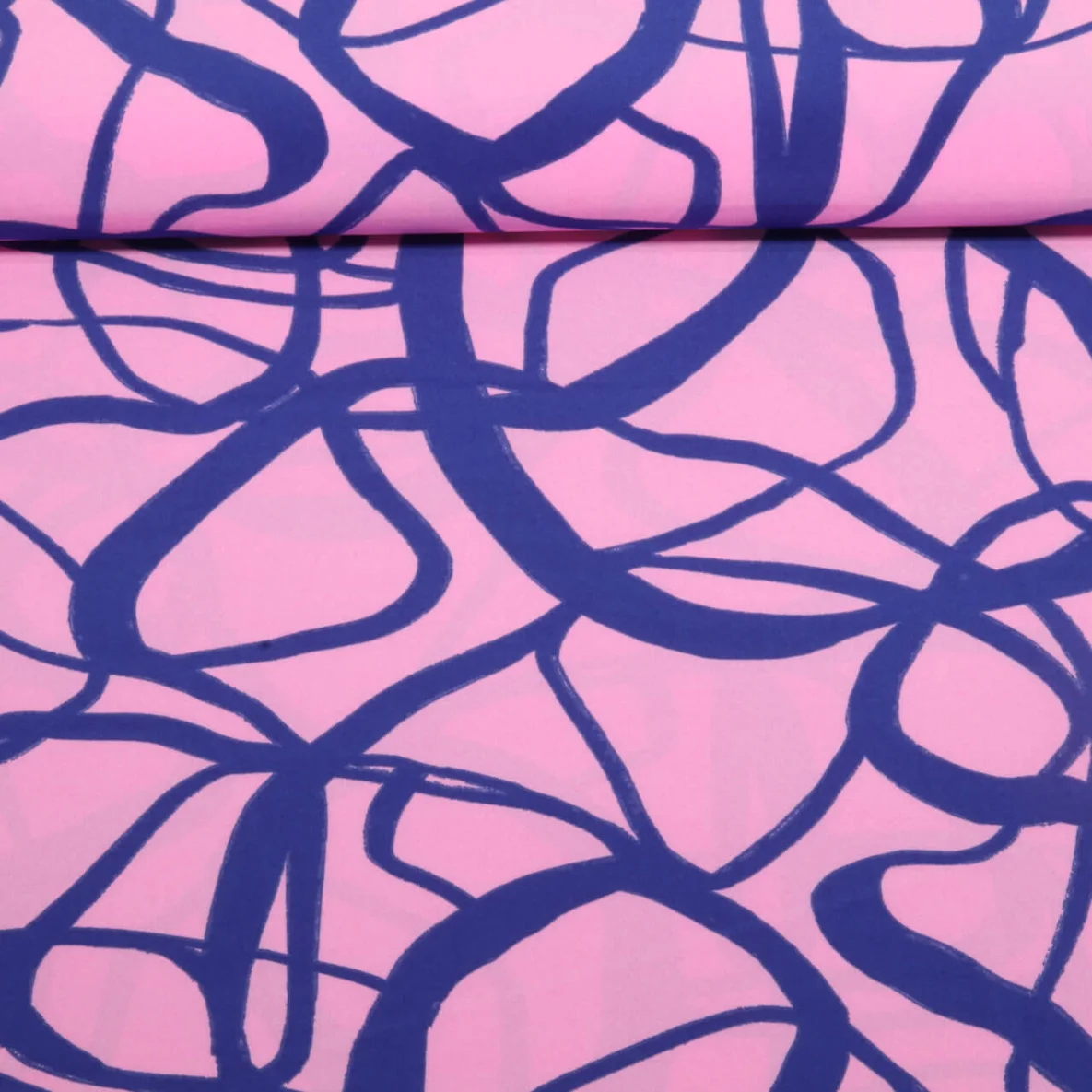 Kleider und Blusenstoff - Stretch Abstrakt Rosa Blau
