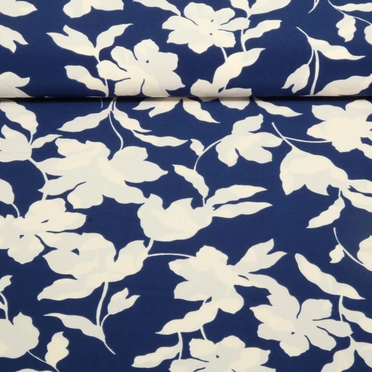 Kleider und Blusenstoff - Stretch Blumen Blau