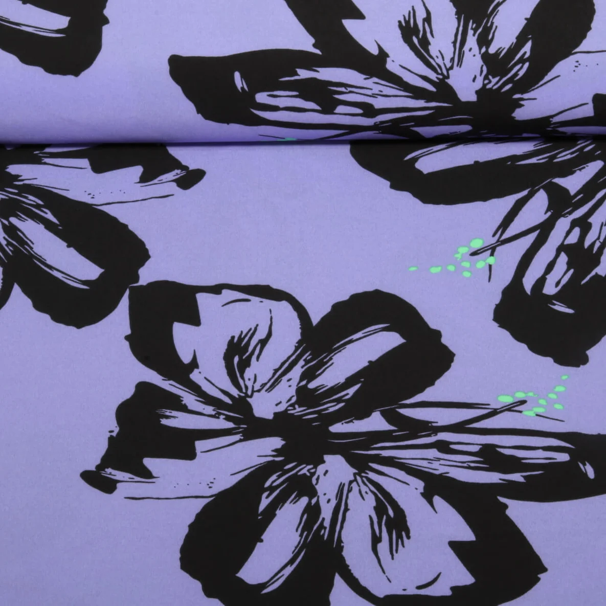 Kleider und Blusenstoff - Stretch Große Blumen Lavendel