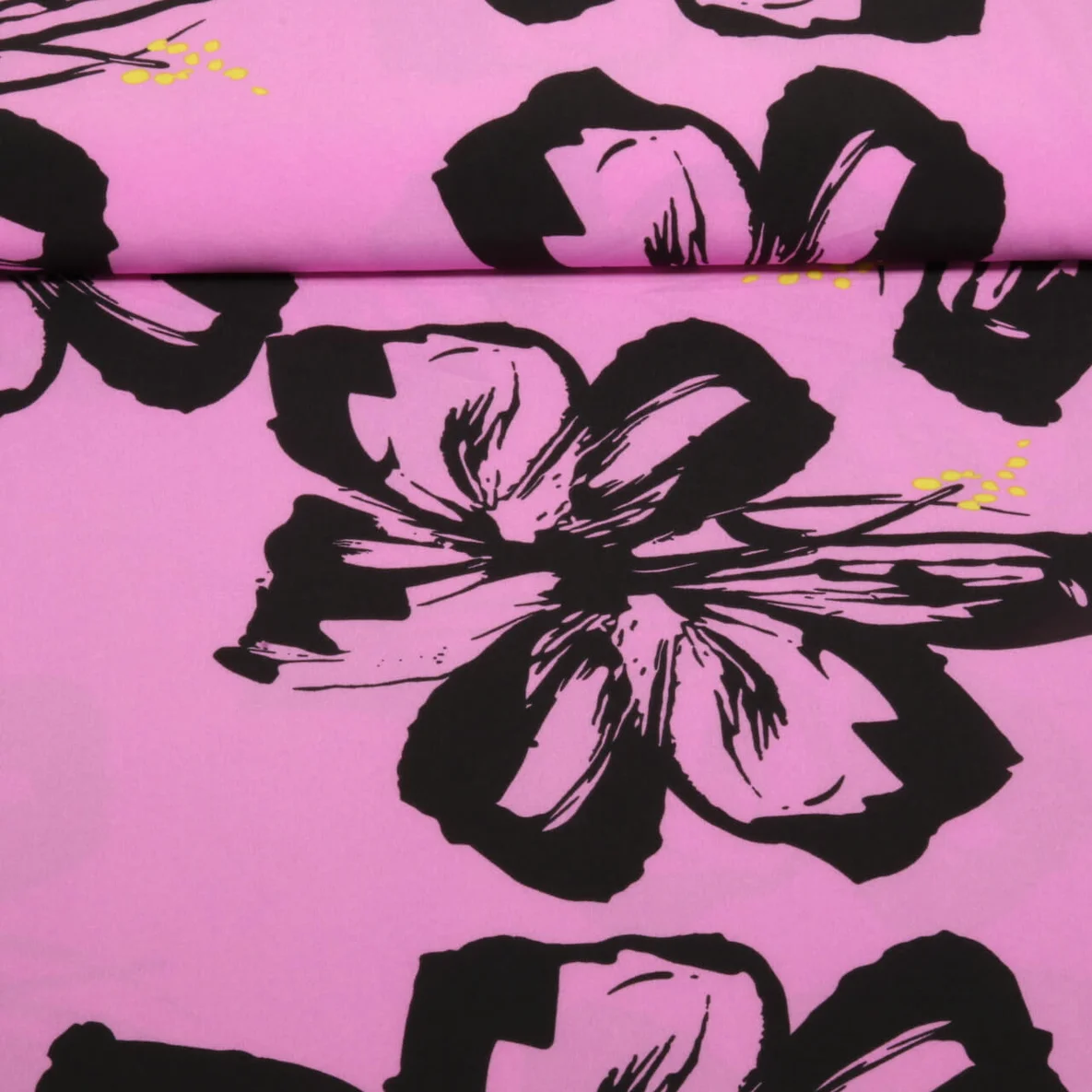 Kleider und Blusenstoff - Stretch Große Blumen Pink