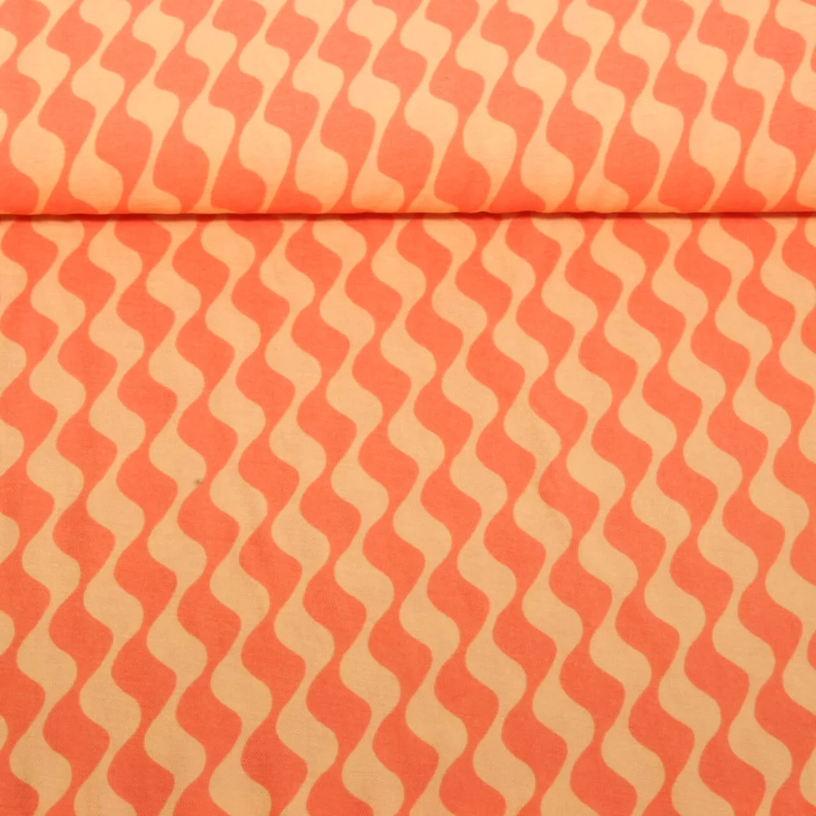 Kleider und Blusenstoff Wellen Orange