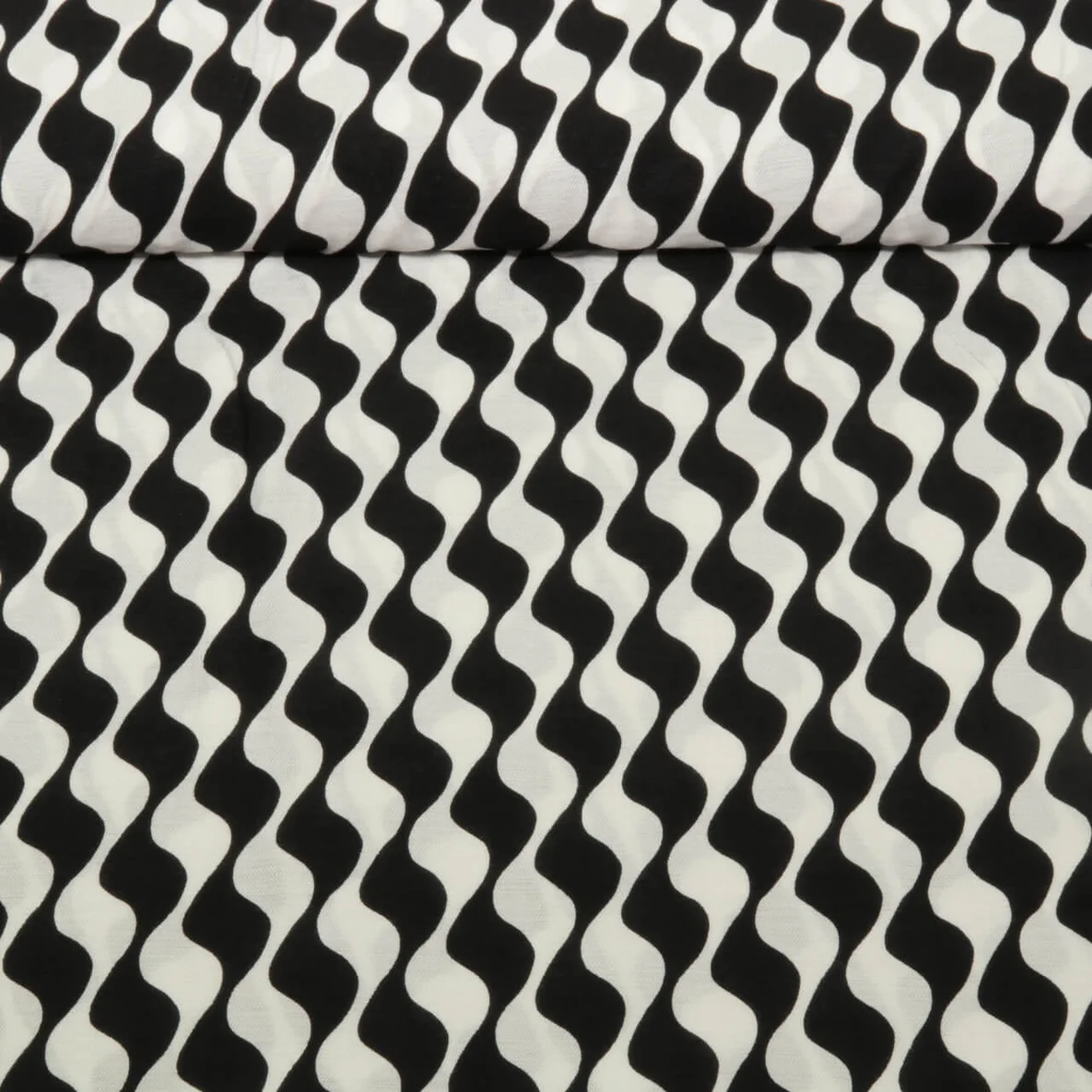 Kleider und Blusenstoff Wellen Schwarz