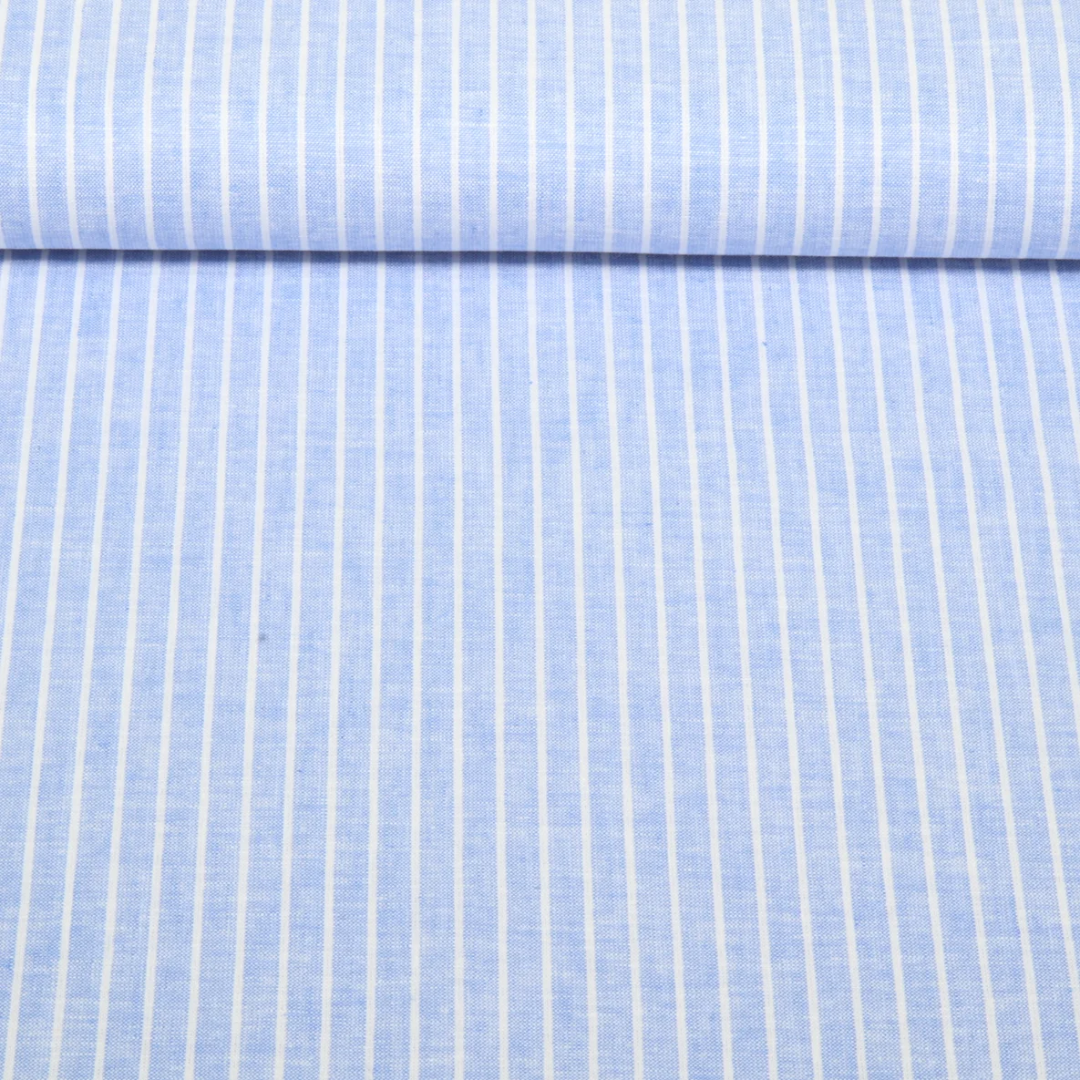 Leinen Cotton Streifen Hellblau