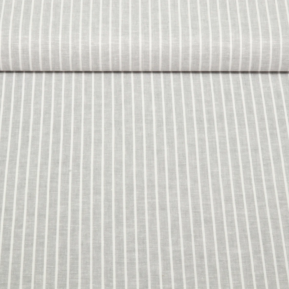Leinen Cotton Streifen Hellgrau