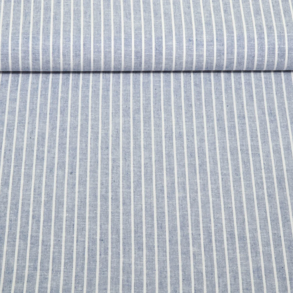 Leinen Cotton Streifen Jeansblau