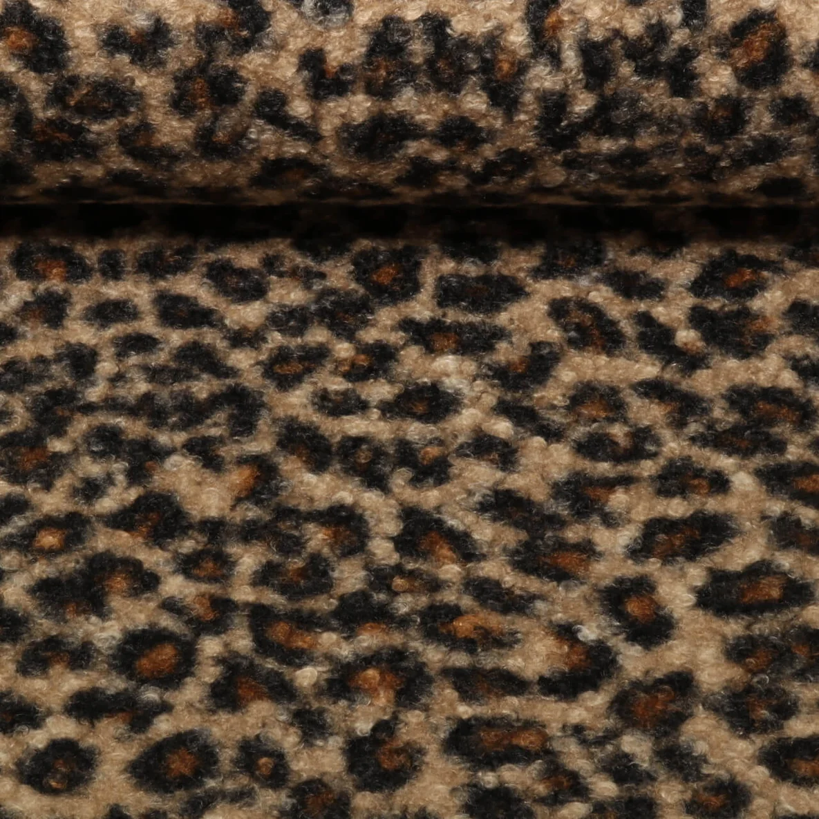 Mantelstoff Bouclé Leomuster Braun Schwarz