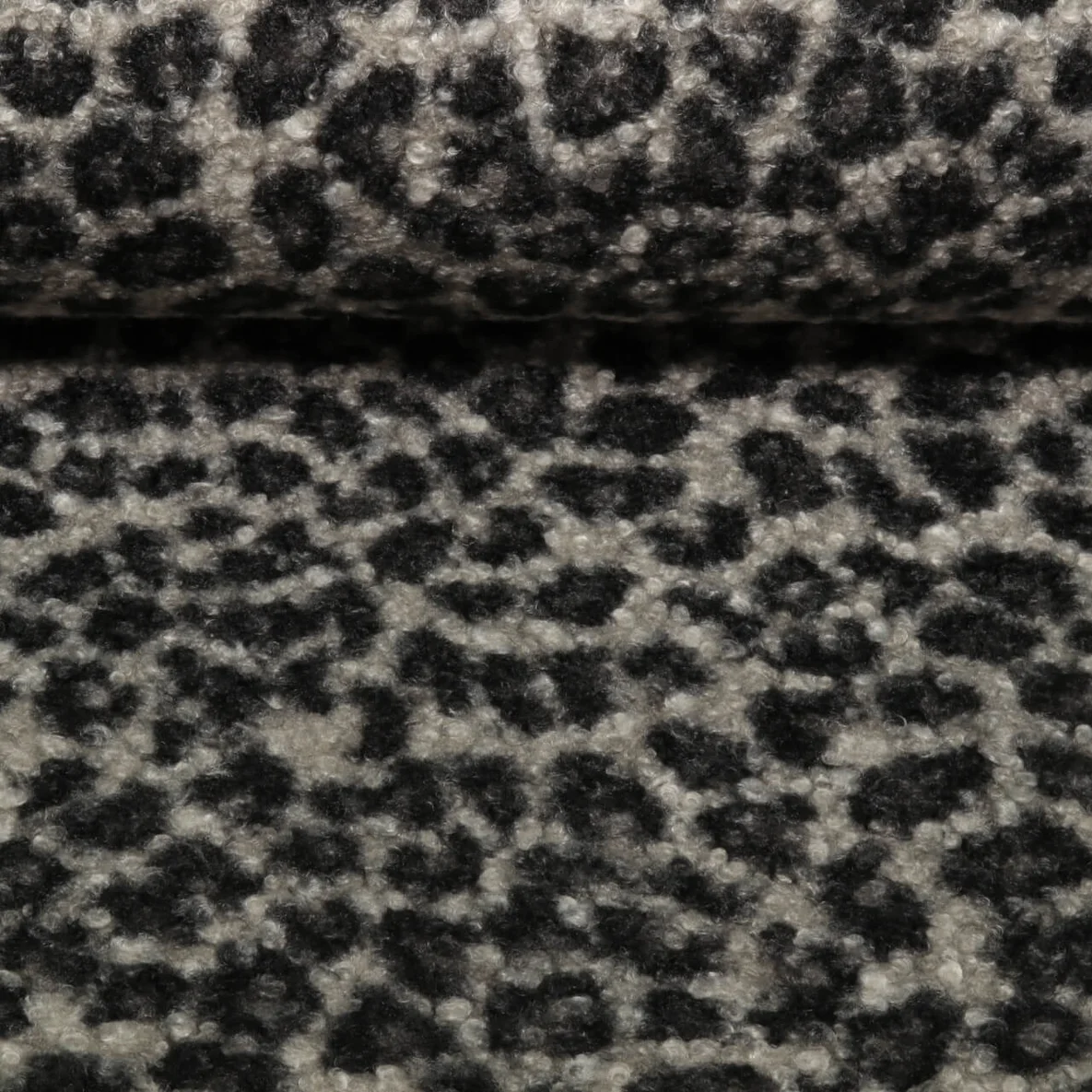 Mantelstoff Bouclé Leomuster Grau Schwarz