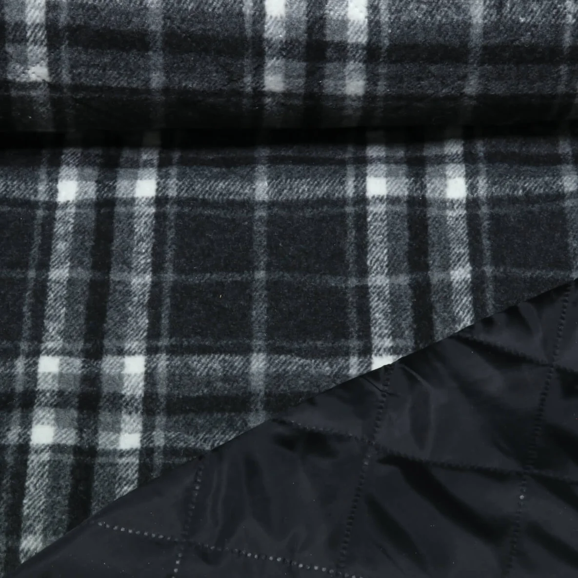 Mantelstoff Jacquard Karo Anthrazit