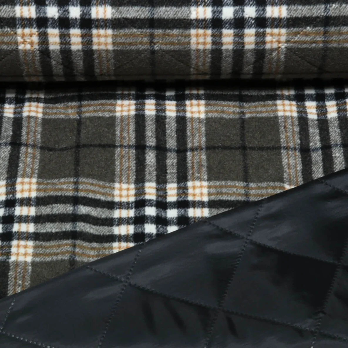 Mantelstoff Jacquard Karo Braun