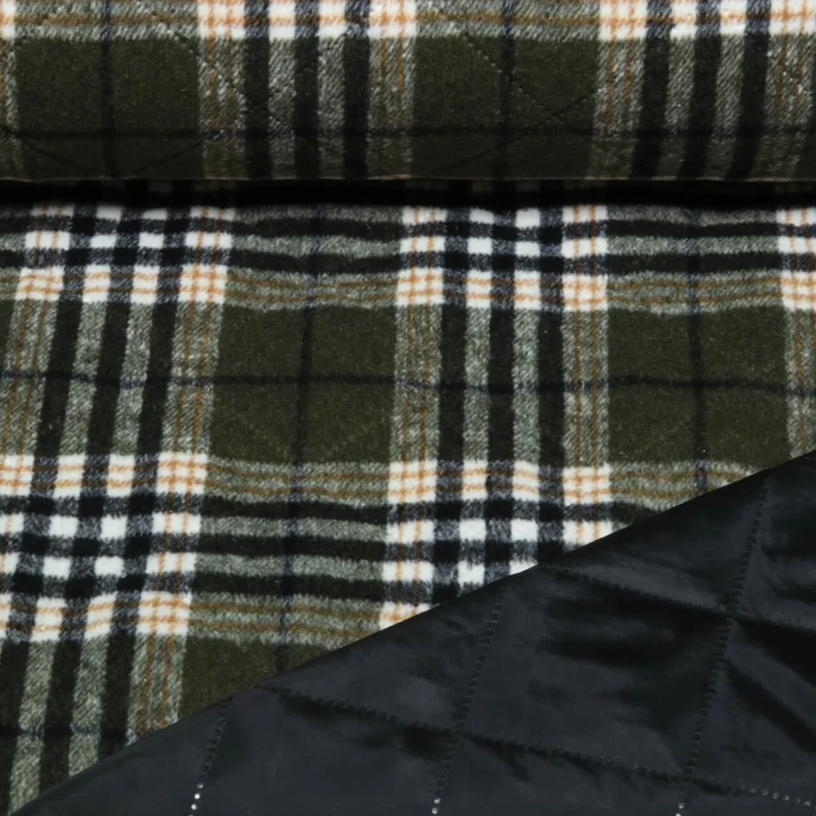 Mantelstoff Jacquard Karo Grün