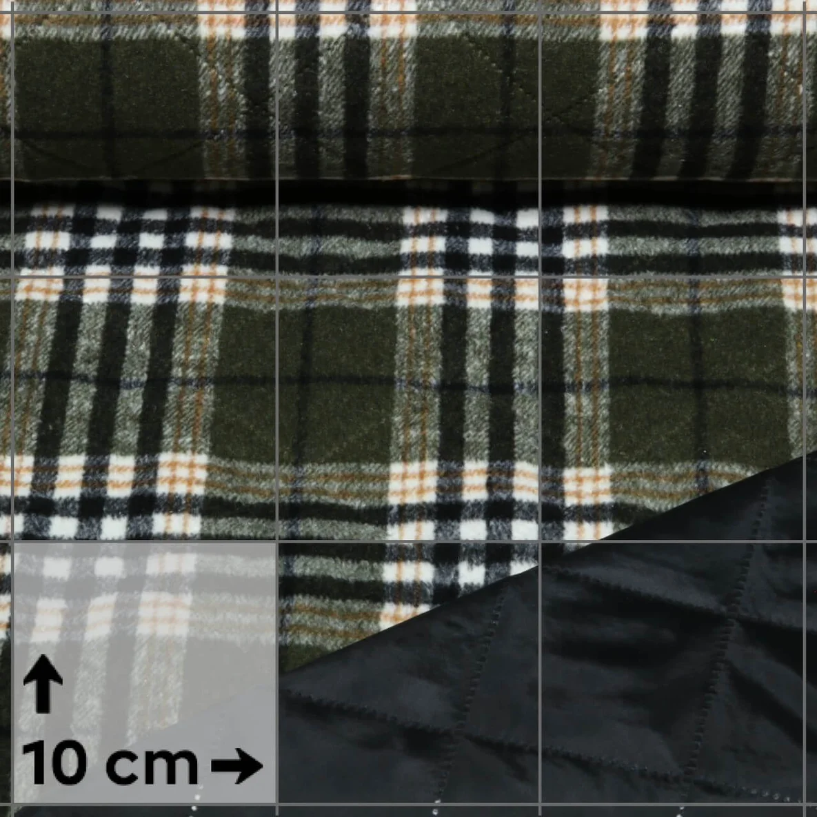 Mantelstoff Jacquard Karo Grün