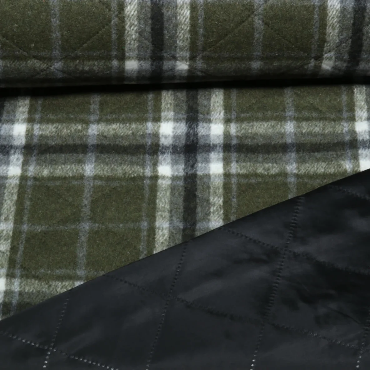 Mantelstoff Jacquard Karo Khaki
