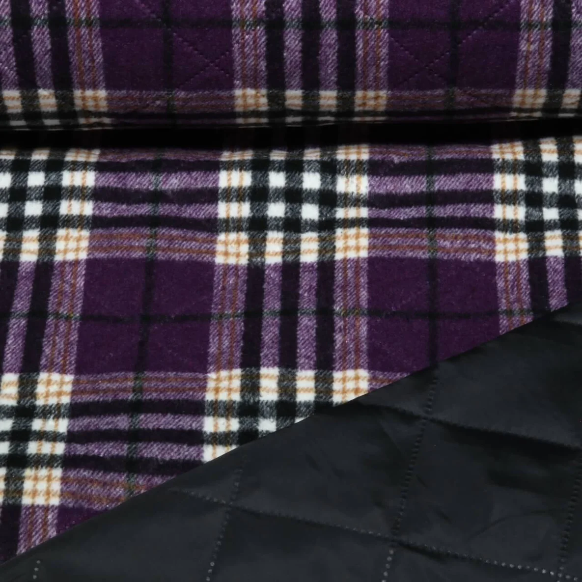 Mantelstoff Jacquard Karo Lila