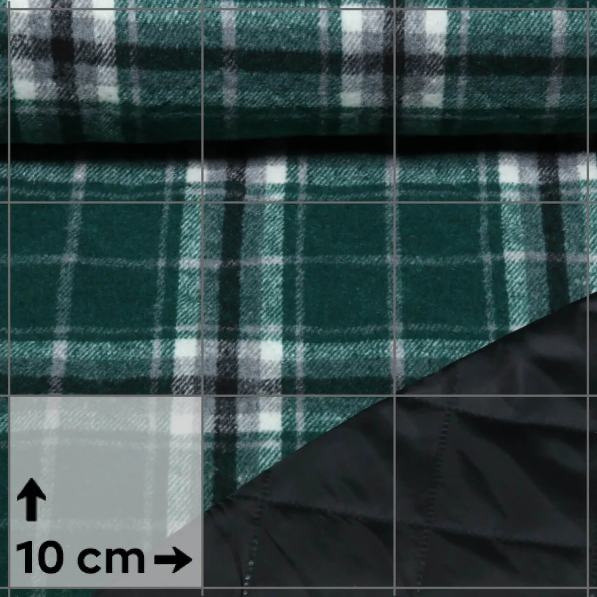 Mantelstoff Jacquard Karo Petrolgrün