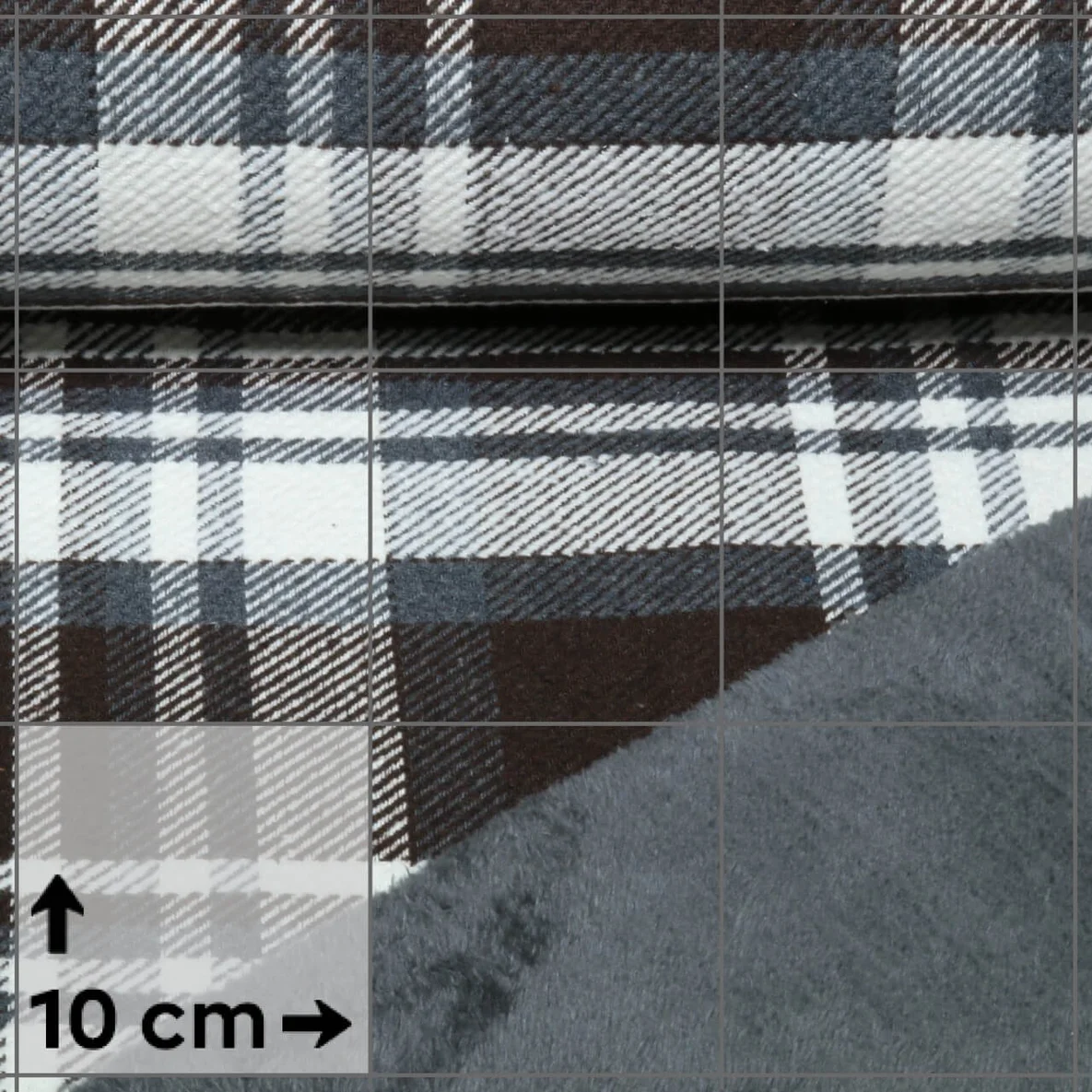 Mantelstoff Tweed Karo mit Fellabseite Braun