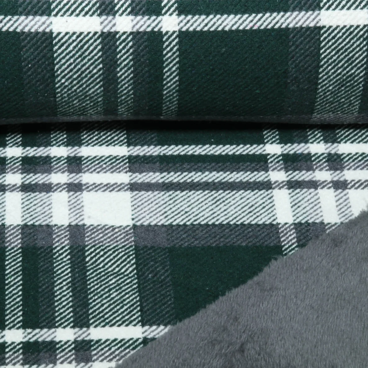 Mantelstoff Tweed Karo mit Fellabseite Grün