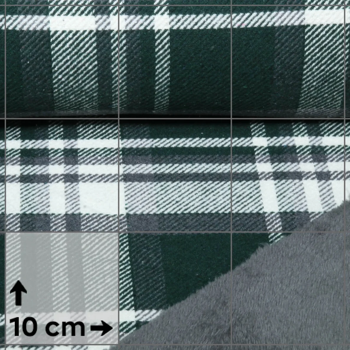 Mantelstoff Tweed Karo mit Fellabseite Grün