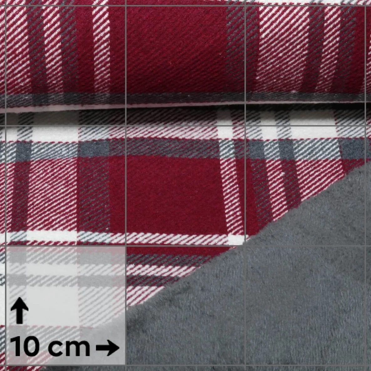 Mantelstoff Tweed Karo mit Fellbabseite Bordeaux