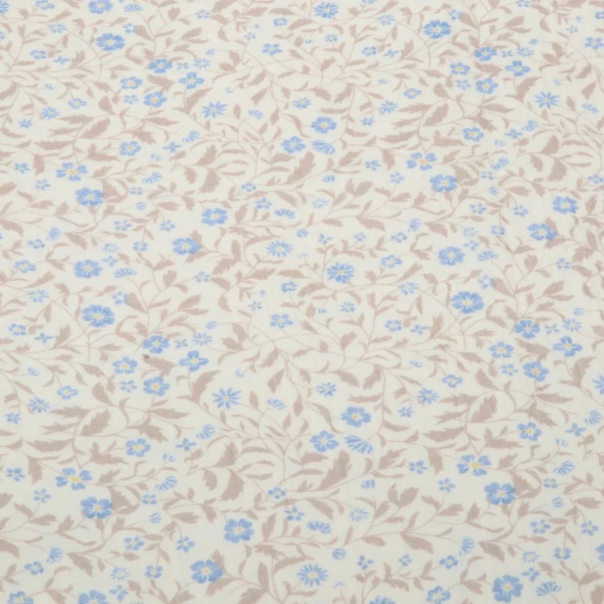 Musselin Extrabreit Blumen Ecru Blau 