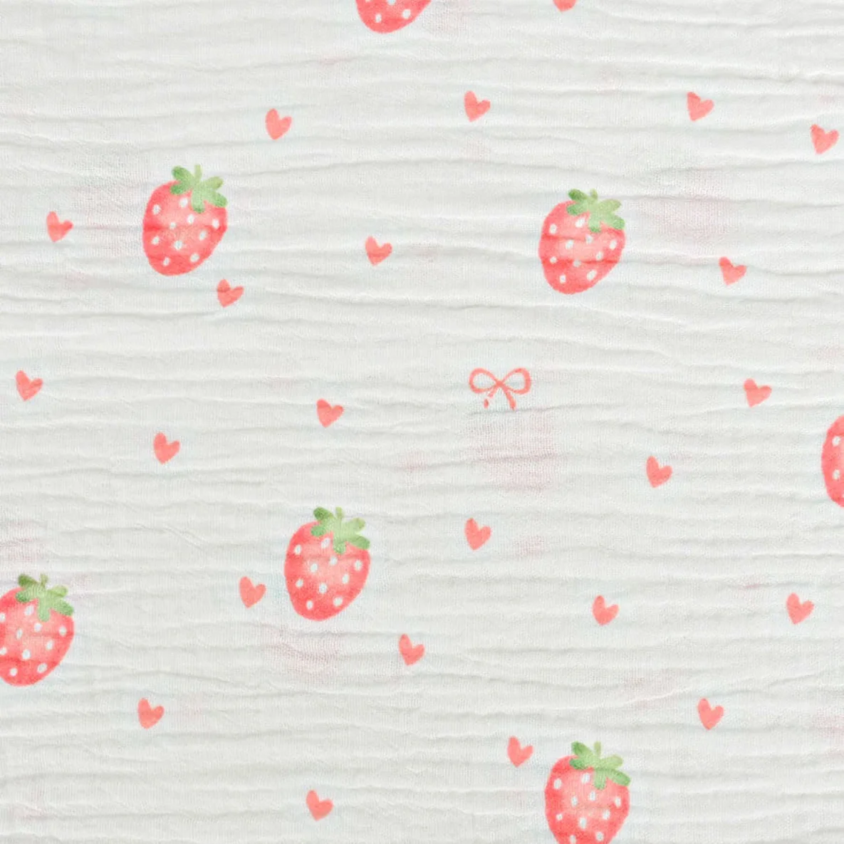 Musselin Extrabreit Erdbeeren Weiß 