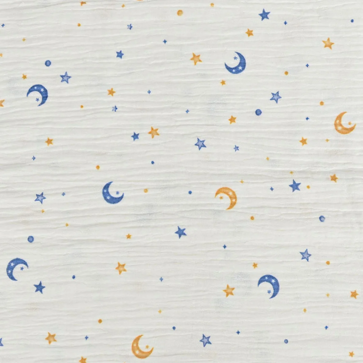 Musselin Extrabreit Mond und Sterne Weiß 