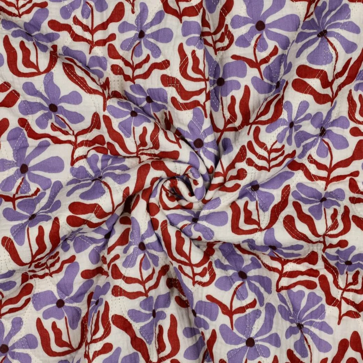 Musselin Gesteppt Doubleface Blumen