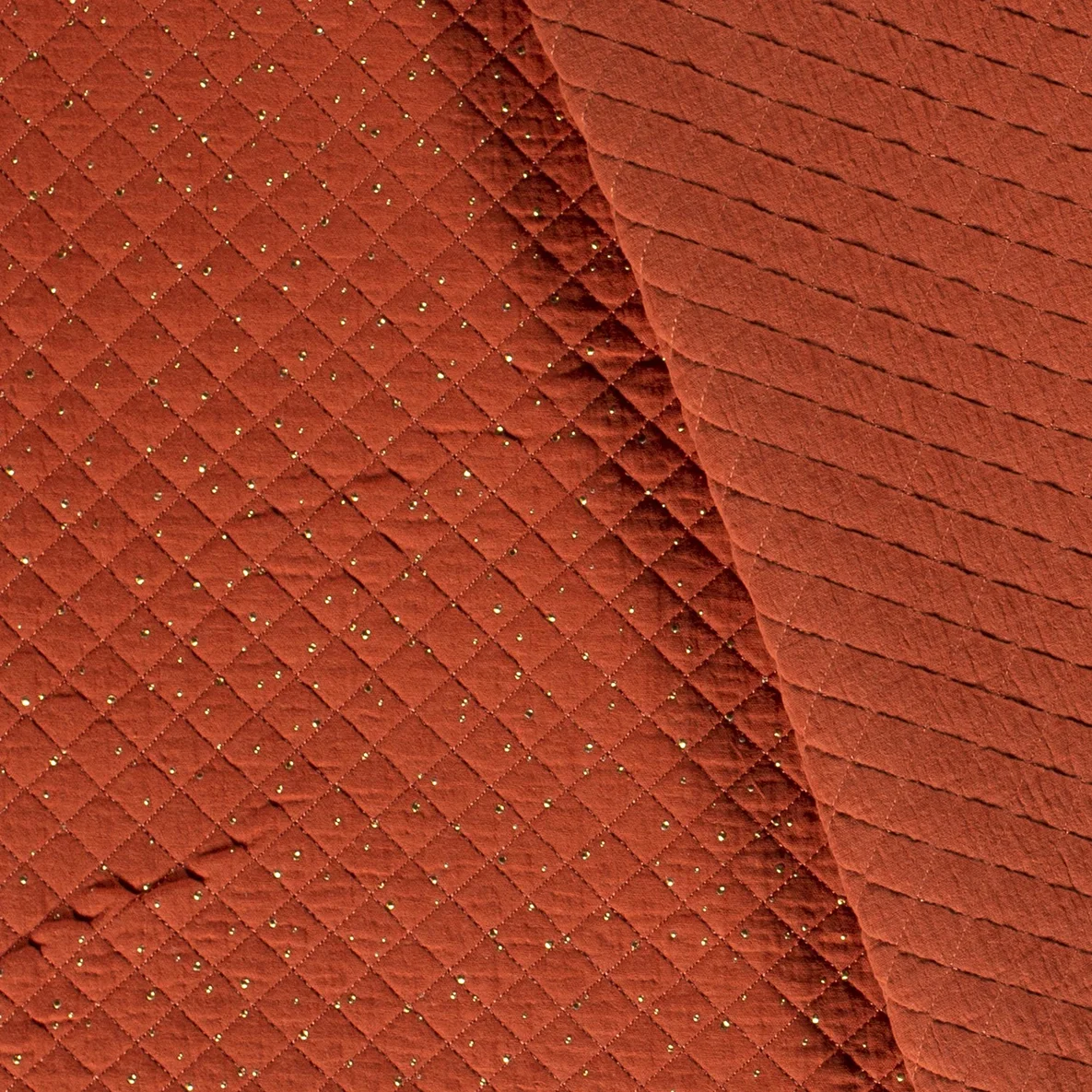 Musselin Stepper goldene Punkte Blutorange