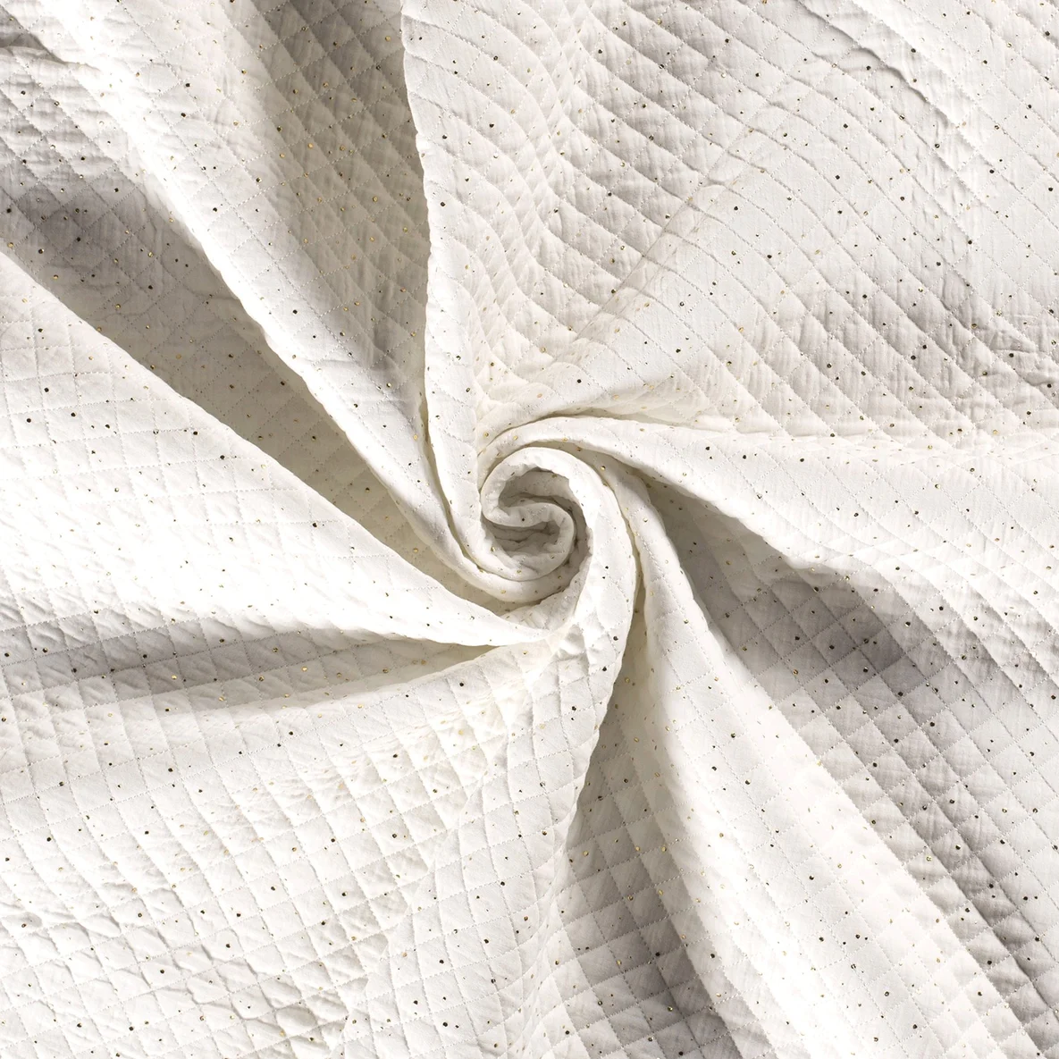 Musselin Stepper goldene Punkte Creme