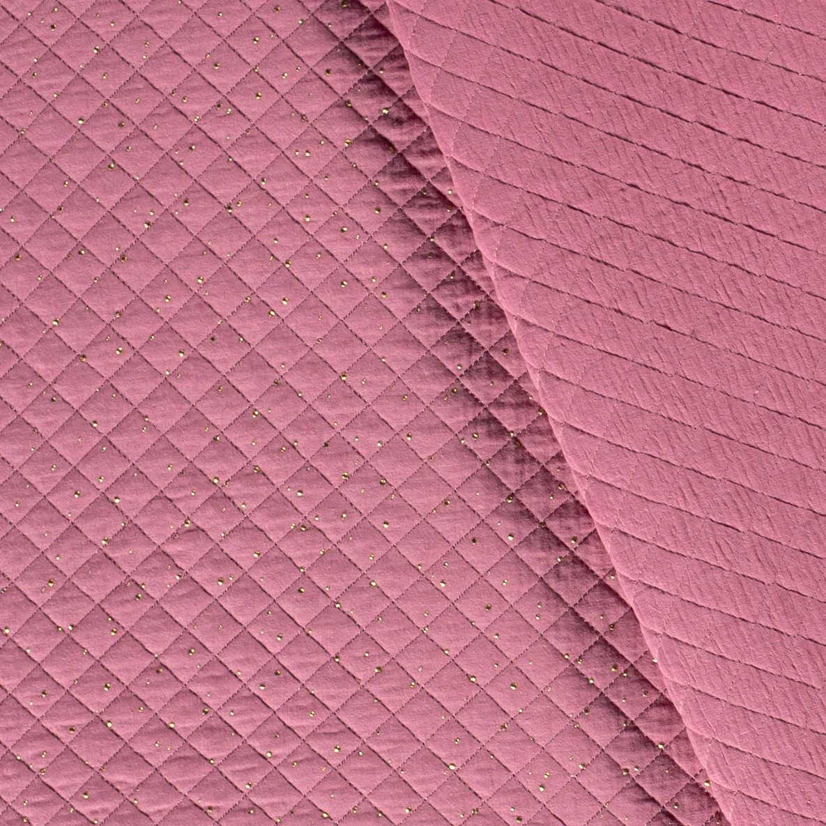 Musselin Stepper goldene Punkte Dunkles Altrosa